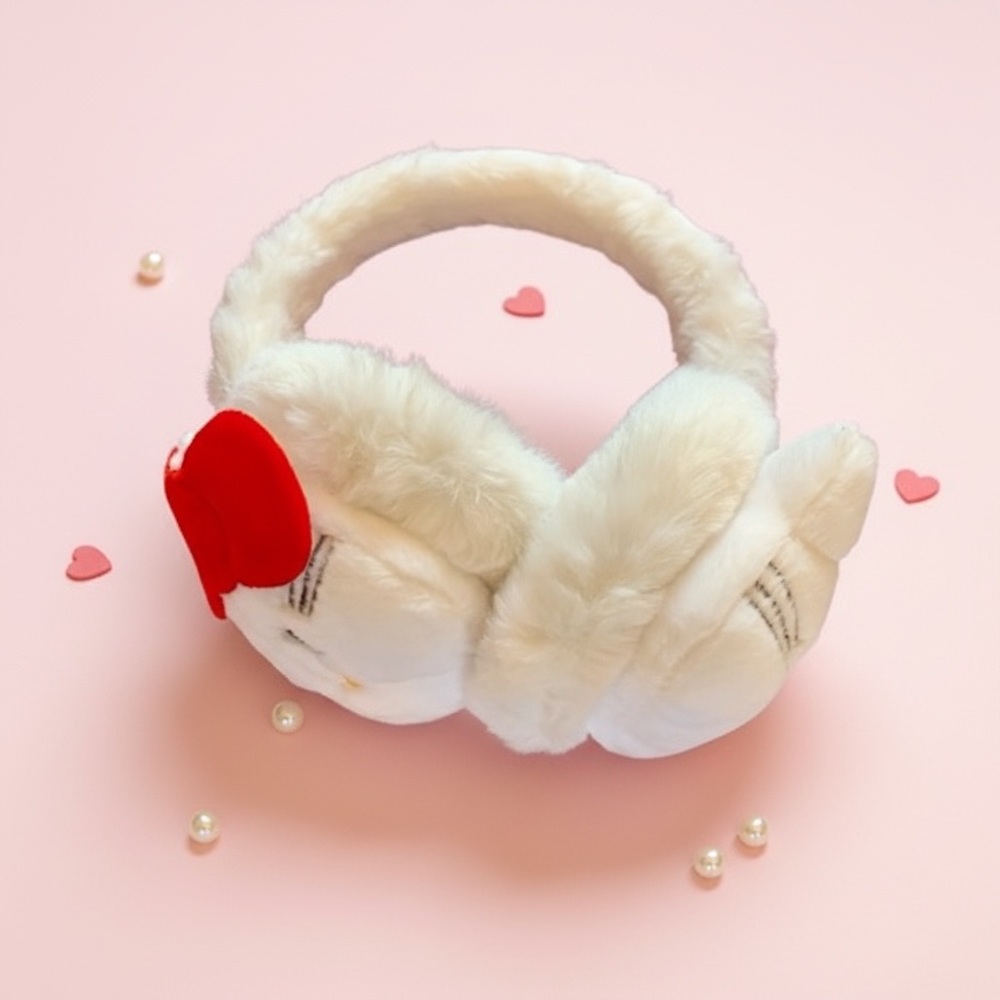 Hello Kitty White & Red Plush Earmuffs for Kids with Bow - Picture 5 of 6